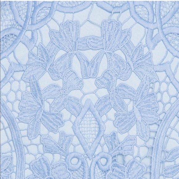 Lovers + Friends Caspian Crystal Blue Shift Dress Embroidery Lace Upper Hi-neck - Picture 9 of 17